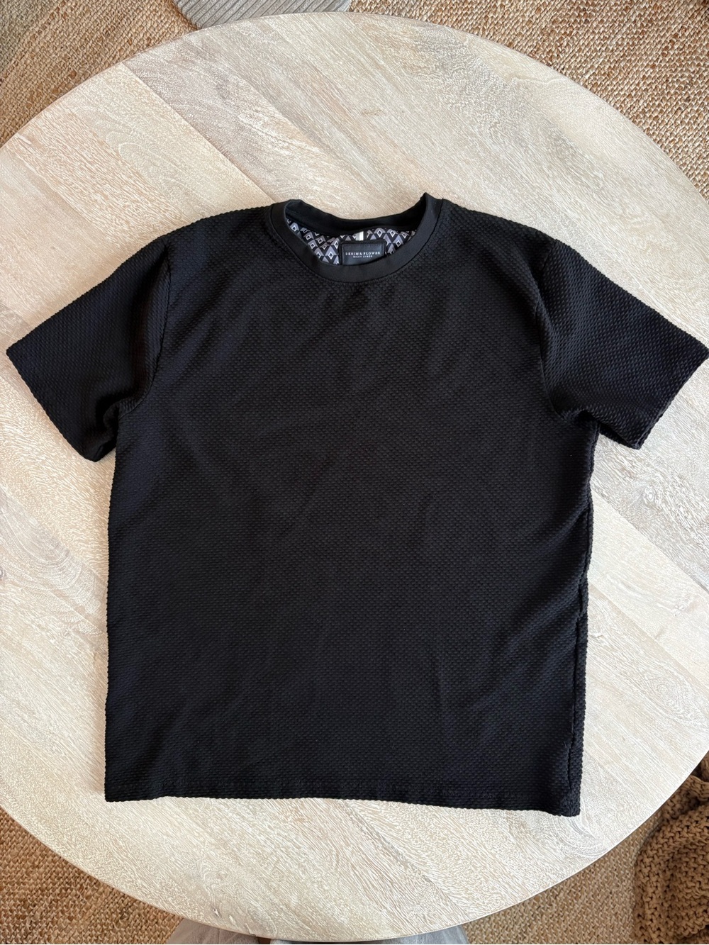 Denim & Flower Black Textured Short-Sleeve Crew T-Shirt
